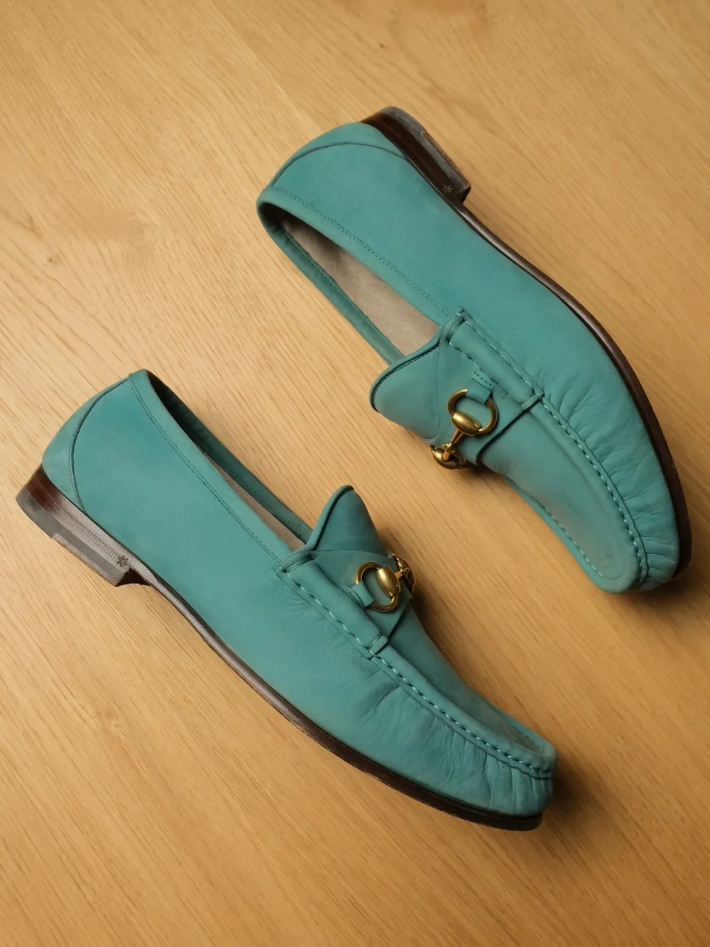 Rare Gucci 1953 Horsebit Loafers Teal Leather Size 8 With Box